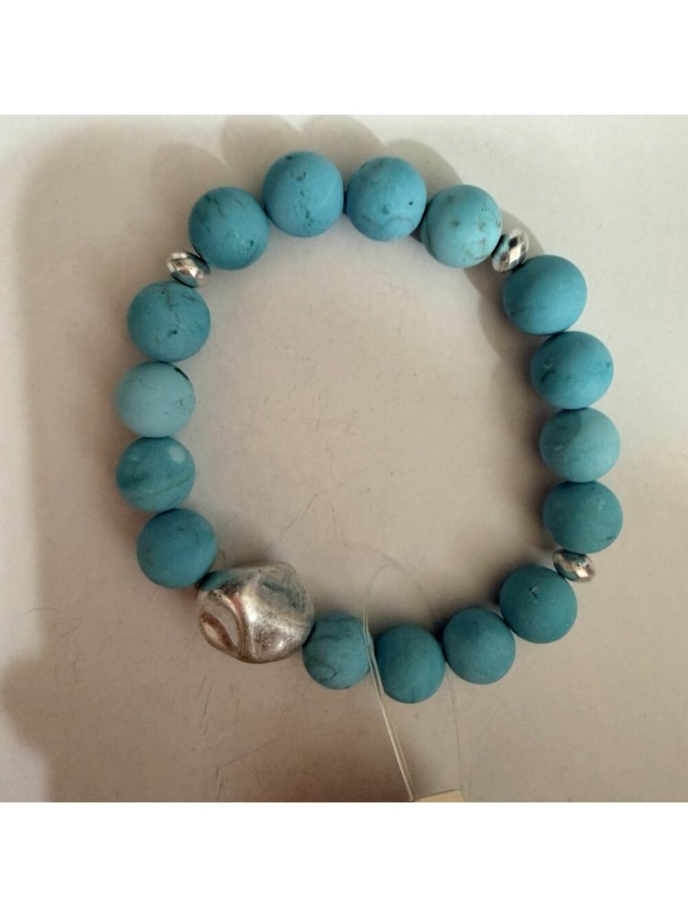 Turquoise Beaded Bracelet With Silver Accents